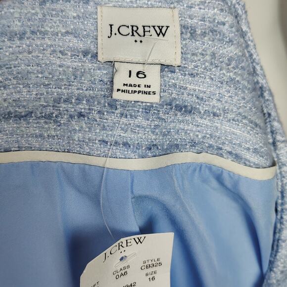 J.Crew Factory Tweed Lady Jacket Light Blue Gold Buttons NWT Size 16 - Picture 6 of 16